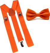 Bretels inclusief vlinderdas - Oranje - Sorprese - met stevige clip - bretels - vlinderdas - strik – strikje - luxe - heren - unisex - giftset - Koningsdag