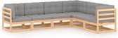 Decoways - 6-delige Loungeset met kussens massief grenenhout