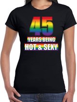 Hot en sexy 45 jaar verjaardag cadeau t-shirt zwart - dames - 45e verjaardag kado shirt Gay/ LHBT kleding / outfit L