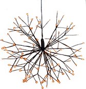 Verlichte figuren hangdecoratie lichtbol/decoratie bol zwart met warm wit licht 45 cm - Lichtbollen/vuurwerk bollen