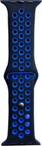 Hidzo Horlogebandje geschikt voor Apple Watch Series 1/2/3/4 - 42MM / 44MM - Siliconen - Zwart/Blauw