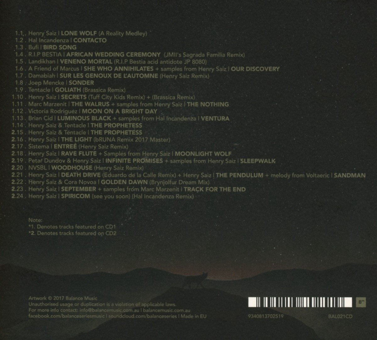 Henry Saiz Balance Presents Natura Sonoris (CD), Henry Saiz CD (album) Muziek