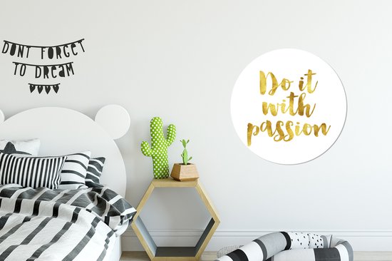 Texte de motivation sur fond blanc Sticker mural cercle mural 80x80 cm / cercle papier peint / cercle mural / cercle vivant - autocollant et découpe ronde