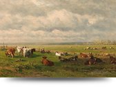 Maison de France - Canvas Koeien in de wei 2 - canvas - 100 x 150 cm