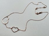 Ketting met twee harten | Minimalistisch | Rosekleurig | AG925