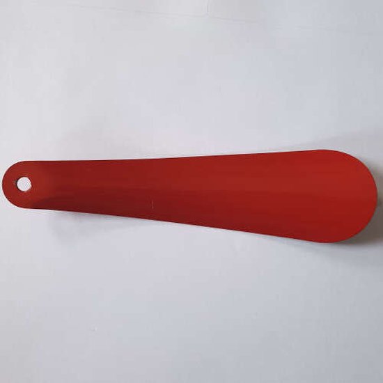 Lange metalen gekleurde schoenlepel Signaal rood, 40cm - degelijke schoentrekker