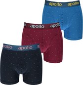 Apollo Boxershorts Heren Blue / Burgundy Dots 3-pack