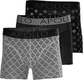 Apollo Boxershorts Heren Black / Grey Print 3-pack