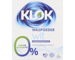 Klok Waspoeder Eco Wit 18 Wasbeurten - 4 x 1,17 kg - Voordeelverpakking