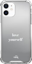 Spiegel hoesje geschikt voor iPhone 11 hoesje - Love Yourself - Mirror Case Hoesje met spiegel geschikt voor iPhone 11 hoesje - Spiegel shockproof case geschikt voor iPhone 11 case