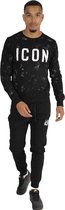 Joggingpak heren - Slim fit ICON trainingspak- Zwart / wit - maat XS