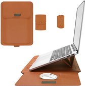 Laptoptas - Laptophoes - Laptop Sleeve - Laptop cover Bruin - Laptophoes 13 inch - Laptoptas 4 piece set - Laptop case met stand en + Etui - Ntech
