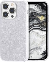 Hoesje Geschikt voor iPhone 13 Mini Hoesje Glitters Siliconen Zilver - Glitter Hoesje Geschikt voor iPhone 13 Mini hoesje TPU Case - Cover