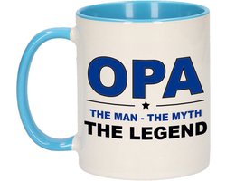 Bellatio Decorations Opa cadeau mok - man myth legend - koffiemok / beker - wit en blauw -