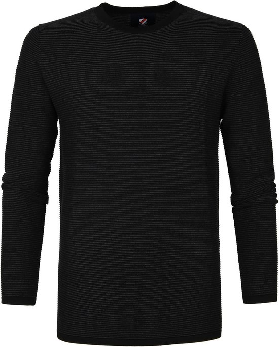 Suitable - Katoen Leo Pullover Zwart - Heren - Maat L - Modern-fit