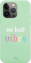 No Bad Vibes Green - iPhone Rainbow Quotes Case