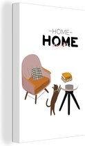 Devis pour la maison ' Home sweet home' avec un chat 60x90 cm - Tirage photo sur toile (Décoration murale salon / chambre)