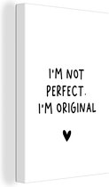 Tableau sur toile Citation anglaise Je ne suis pas parfait. Je suis original sur fond blanc - 20x30 cm - Décoration murale