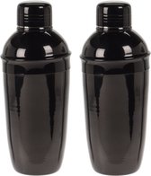 Set van 3x cocktailshakers zwart 500 ml RVS 9 x 22 cm - Bar/cafe benodigdheden - Cocktails maken - Mix/shake bekers