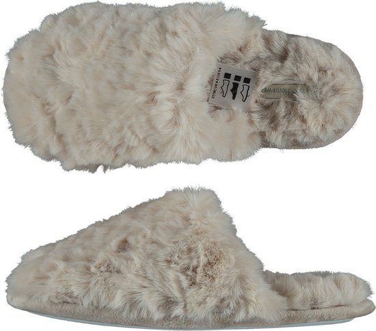 Dames instap slippers/pantoffels beige maat 37-38