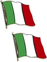 2x stuks pin broche speldje vlag Italie 2 cm
