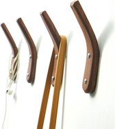 Set van 4 houten, gebogen kapstokhaken (walnoot)