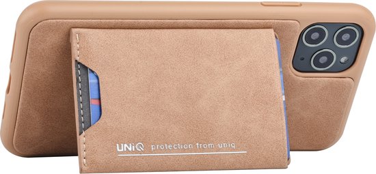 Série de cartes d'accessoires UNIQ Apple iPhone 11 Pro Max Housse de protection arrière Porte-cartes marron pour Apple iPhone 11 Pro Max - 2 positions de visualisation