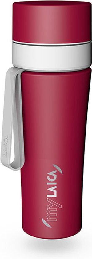 Foto: Laica mylaica stalen drinkfles met waterfilter bidon 0 55 liter rood inclusief fastdisk waterfilter