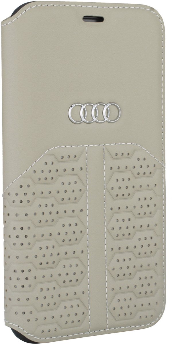 Audi hoesje - Beige - iPhone 12 - 12 Pro - Book Case - A6 Serie - Genuine Leather