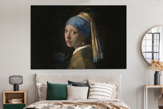 Peinture sur Toile Jeune Fille à la Perle - Vermeer - Plantes - 150x100 cm - Déco Décoration murale