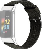 By Qubix Fitbit Charge 5 - Fitbit Charge 6 Nylon bandje - Donkergroen - Smartwatch Band - Horlogeband - Polsband