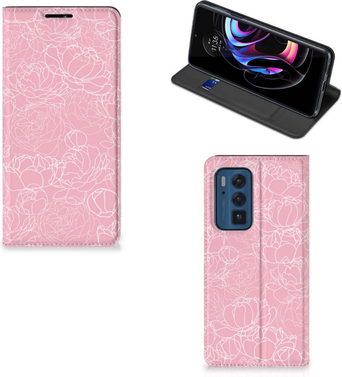 Motorola Edge 20 Pro Smart Cover White Flowers