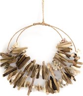 Woondecoratie - krans driftwood met shell ø38cm - natural - 38