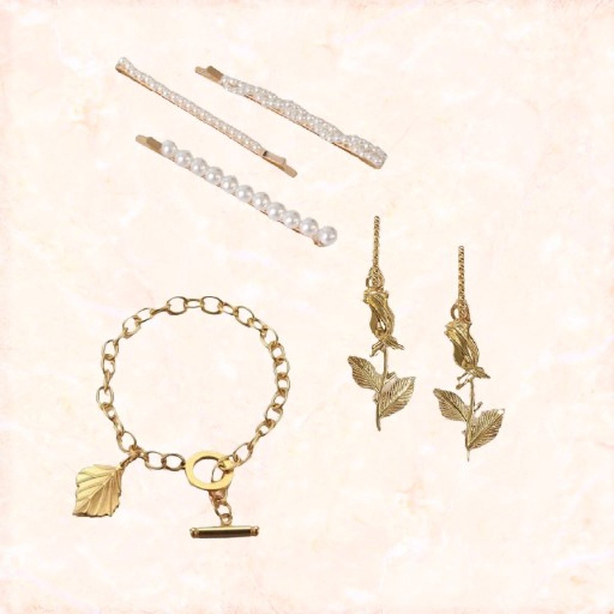 Jobo By JET - gift set - Nature - Parel - Goud - Accessiores - Dames geschenk set