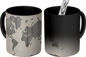Magische Mok - Foto op Warmte Mok - Wereldkaart - Hout - Design - 350 ML