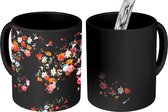 Magische Mok - Foto op Warmte Mokken - Koffiemok - Kaart - Bloemen - Zwart - Magic Mok - Beker - 350 ML - Theemok