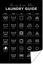 Poster Wassymbolen - Wasvoorschriften - Wasmachine - 60x90 cm - Cadeau voor man