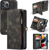 CaseMe Luxe Lederen 2 in 1 Portemonnee Booktype iPhone 13 Pro Max hoesje - Zwart