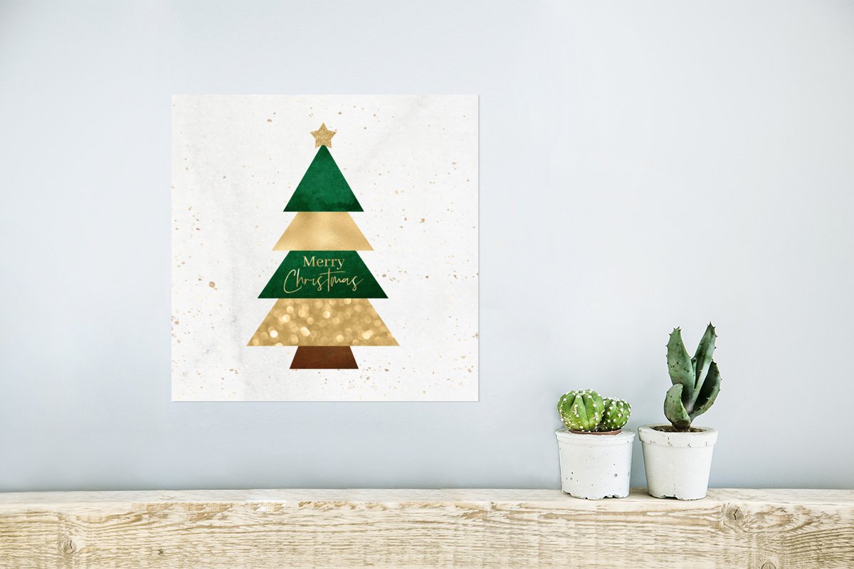 Affiche Noël - Voiture - Sapin de Noël - 30x30 cm - Décoration de Noël -  Décoration de
