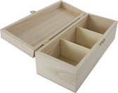Theekist - Zwart - Hout 9-Vaks - Glazen Deksel - Theedoos