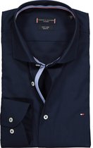 Tommy Hilfiger Classic slim fit overhemd - donkerblauw (contrast) - Strijkvriendelijk - Boordmaat: 40