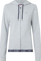 Tommy Hilfiger dames Authentic hoodie - sweatvest met capuchon - middeldik - grijs melange - Maat: L