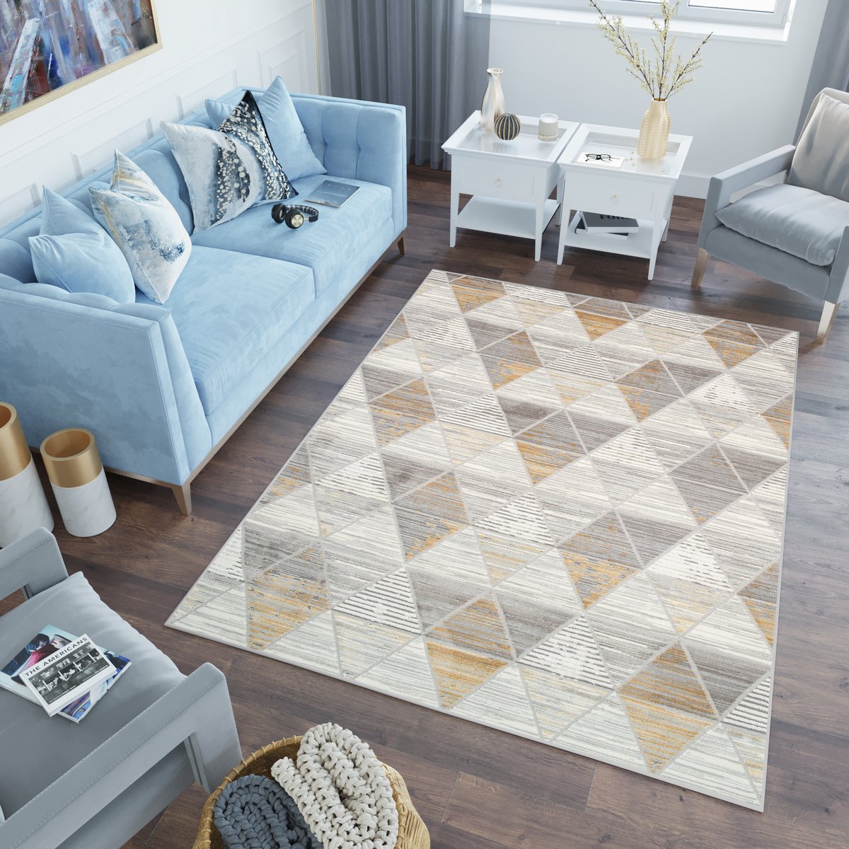 Tapiso Asthane Vloerkleed Grijs Oranje Woonkamer Slaapkamer Tapijt Maat - 140x200 Grijs2
