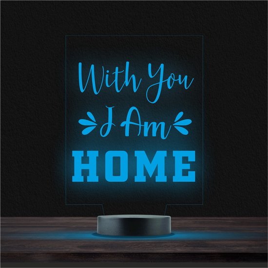 Led Lamp Met Gravering - RGB 7 Kleuren - With You I Am Home