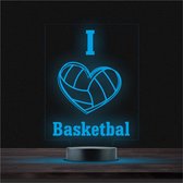 Led Lamp Met Gravering - RGB 7 Kleuren - I Love Basketbal