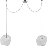Lucande - hanglamp - 2 lichts - ijzer, glas - H: 28 cm - E27 - chroom, helder