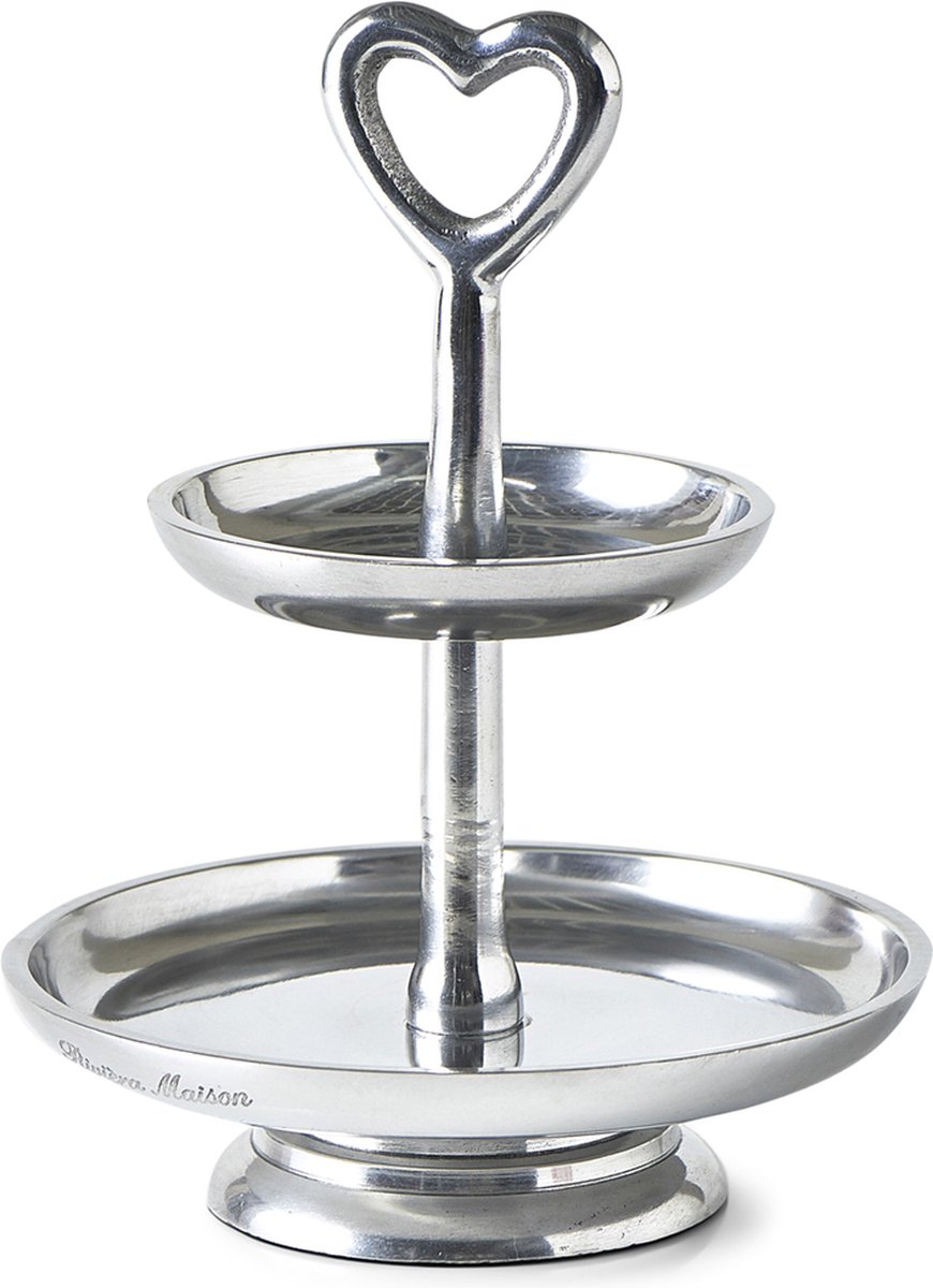 Riviera Maison Etagere 2 Laags - Lovely Heart Etagère - Zilver
