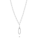 Twice As Nice Halsketting in zilver, open ovaal, ovaal gehamerde schakels  41 cm