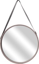 4goodz Spiegel Rond houten Rand met zwarte ophangriem - 50x4 cm