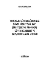 Kurumsal Güven Bağlamında Güven Hizmet Sağlayıcı Güven